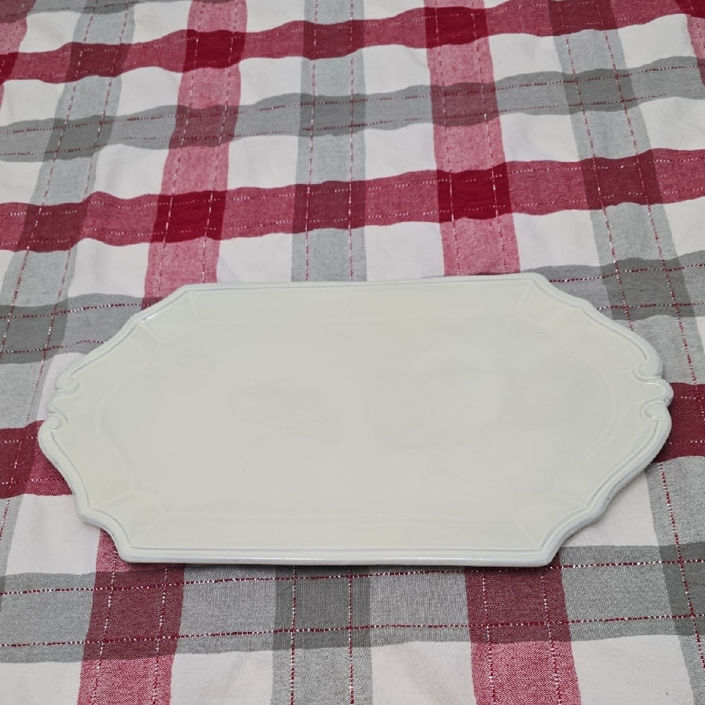 Vintage Ethan Allen Made In Italy Fatto A Mano Rectagular Serving Platter White